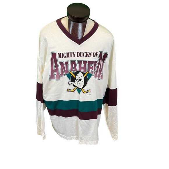 Mighty Ducks True Fan Jersey Vintage 90's Long Sleeve - NWT XL - StainedAS-IS